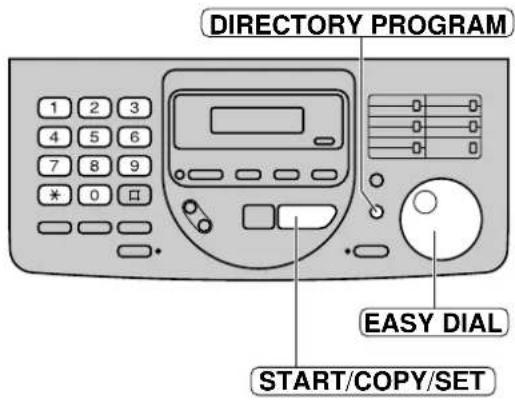 DIRECTORY PROGRAM EASY DIAL START/COPY/SET