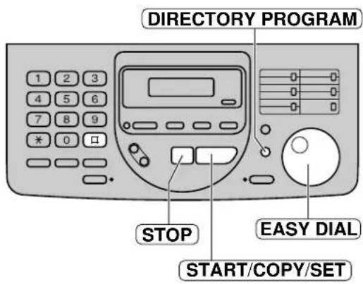 DIRECTORY PROGRAM 1 2 3 4 5 6 7 8 9 * 0 □ STOP EASY DIAL START/COPY/SET