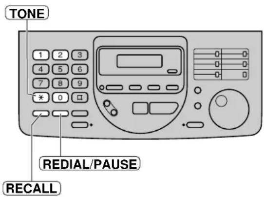 TONE 1 2 3 4 5 6 7 8 9 * 0 □ REDIAL/PAUSE RECALL