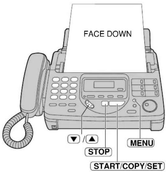 FACE DOWN STOP MENU START/COPY/SET
