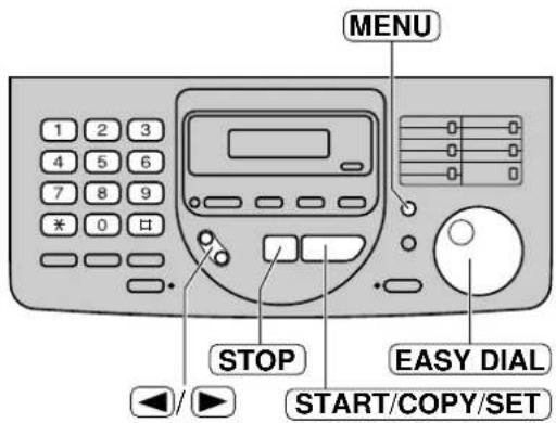 MENU 1 2 3 4 5 6 7 8 9 * 0 口 STOP EASY DIAL START/COPY/SET