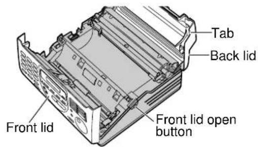Tab Back lid Front lid open button