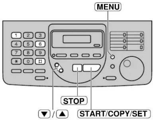 MENU STOP START/COPY/SET
