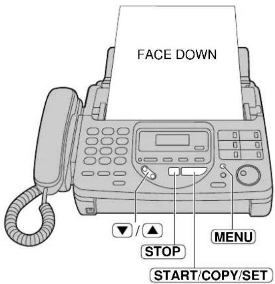 FACE DOWN STOP MENU START/COPY/SET