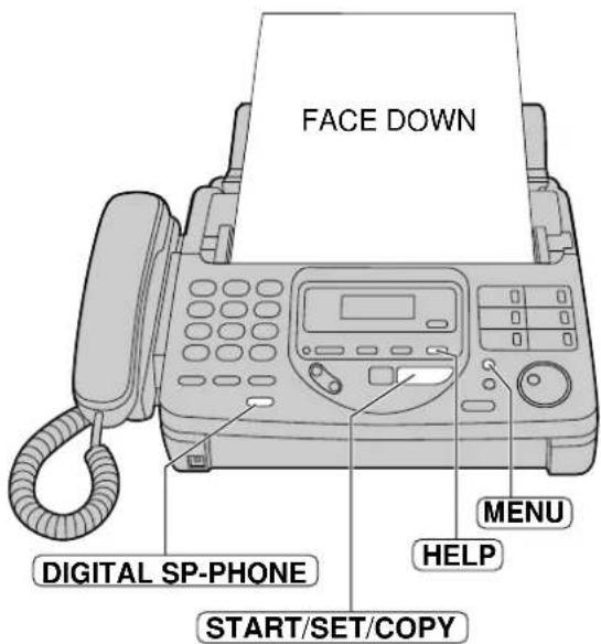 FACE DOWN DIGITAL SP-PHONE START/SET/COPY MENU HELP