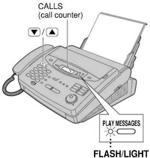 CALLS (call counter) PLAY MESSAGES FLASH/LIGHT