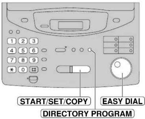 1 2 3 4 5 6 7 8 9 * 0 START/SET/COPY EASY DIAL DIRECTORY PROGRAM