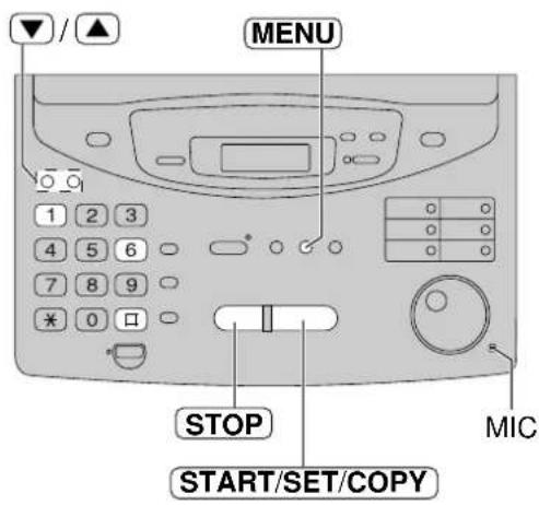 MENU STOP START/SET/COPY MIC