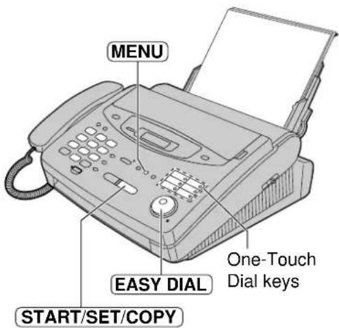 MENU EASY DIAL START/SET/COPY One-Touch Dial keys