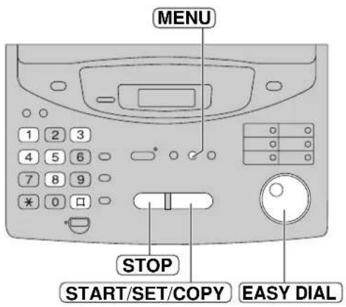 MENU 1 2 3 4 5 6 7 8 9 * 0 □ STOP START/SET/COPY EASY DIAL