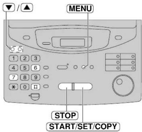 MENU STOP START/SET/COPY