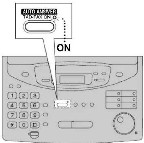 AUTO ANSWER TAD/FAX ON ON