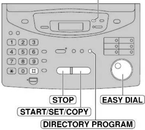 1 2 3 4 5 6 7 8 9 * 0 □ STOP EASY DIAL START/SET/COPY DIRECTORY PROGRAM