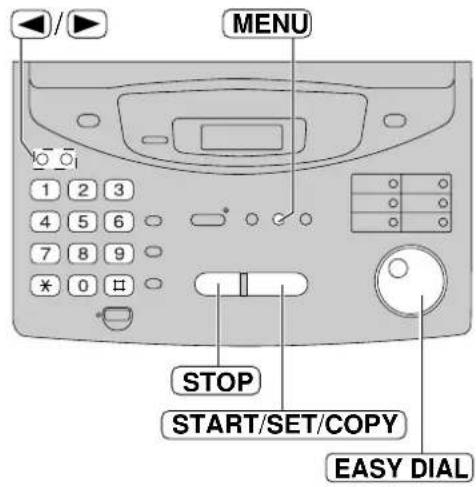 MENU STOP START/SET/COPY EASY DIAL