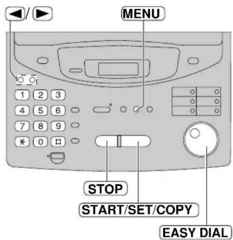 MENU 1 2 3 4 5 6 7 8 9 * 0 □ STOP START/SET/COPY EASY DIAL