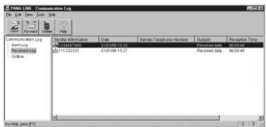 PANA LINE - Communication Log File Edit View Tools Help Communication Log Sent Log PANANA LOG Outlook Similar Information Date Similar Telephone Number Subject Perception Time 01/24/2009 01/10/09 15:30 Received data 06/02/08 01/24/2009 01/01/09 15:27 Received data 06/02/08 For Help, please (F1) 2 8