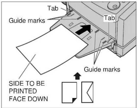 Guide marks Tab Guide marks SIDE TO BE PRINTED FACE DOWN
