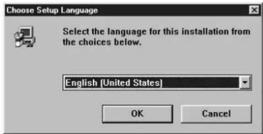 Choose Setup Language Select the language for this installation from choices below. English (United States) OK Cancel