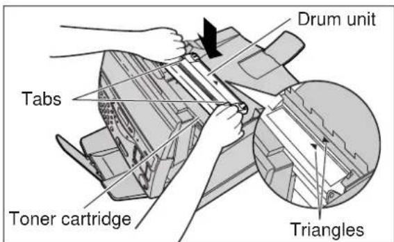 Drum unit Tabs Toner cartridge Triangles