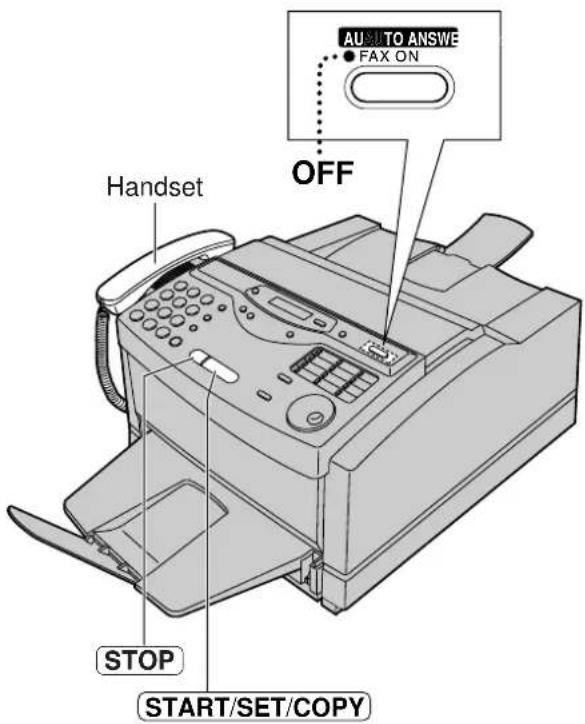 AUSTO ANSWE FAX ON OFF Handset STOP START/SET/COPY