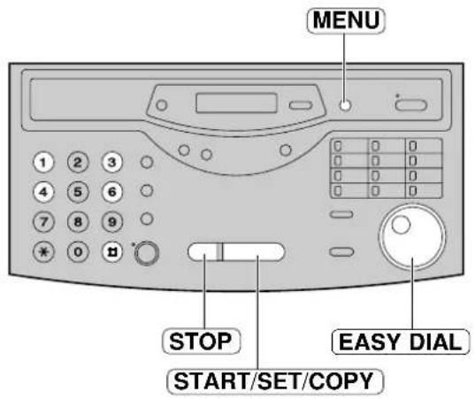 MENU 1 2 3 4 5 6 7 8 9 * 0 STOP EASY DIAL START/SET/COPY