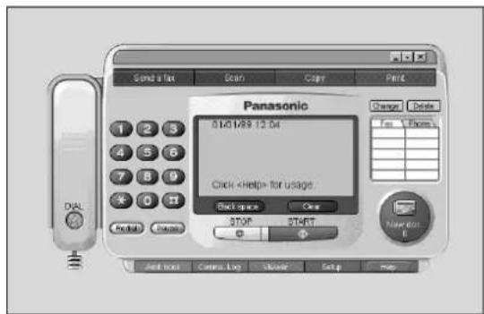 Send a Tax Scan Copy Print Panasonic 0140 1/89 12:04 Click for usage Back space Clear STOP START Add touch Control Log Shower Setup Map