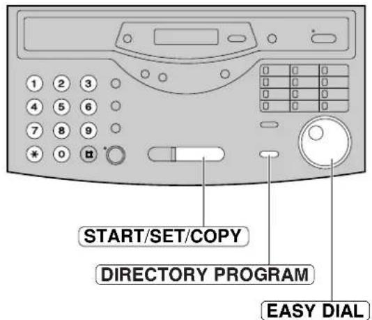 1 2 3 4 5 6 7 8 9 * 0 Ⓧ START/SET/COPY DIRECTORY PROGRAM EASY DIAL