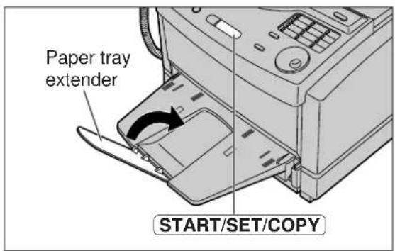 Paper tray extender START/SET/COPY