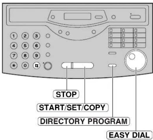 1 2 3 4 5 6 7 8 9 * 0 □ STOP START/SET/COPY DIRECTORY PROGRAM EASY DIAL