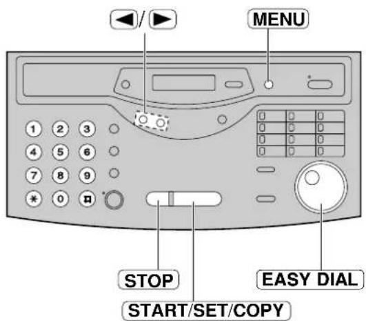 MENU STOP EASY DIAL START/SET/COPY