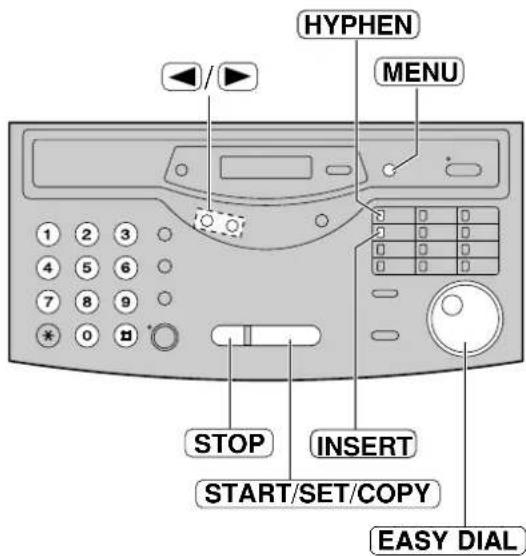 HYPHEN MENU STOP INSERT START/SET/COPY EASY DIAL