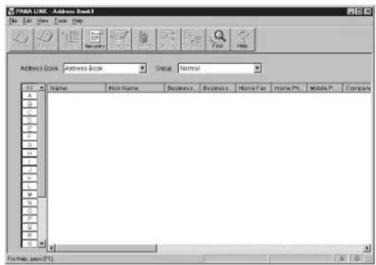 PARA LINK - Address Book1 File Edit View Tools Help Newarray Find Help Address Book: Address Book: Group Normal Name BookName Business Business Home Far Home Ph. Mobile P Company A B C D E F G H I J K L M N O P Q R S T U V W X Y Z For Help, press (F1)