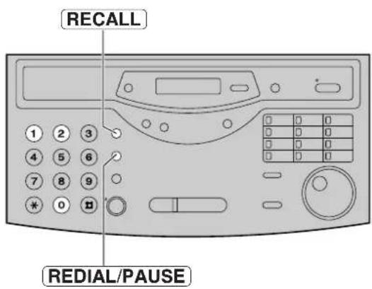 RECALL 1 2 3 4 5 6 7 8 9 * 0 B 0 0 0 0 0 0 0 0 0 0 0 0 0 0 0 REDIAL/PAUSE