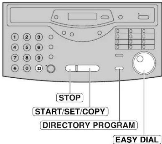 1 2 3 4 5 6 7 8 9 * 0 H STOP START/SET/COPY DIRECTORY PROGRAM EASY DIAL