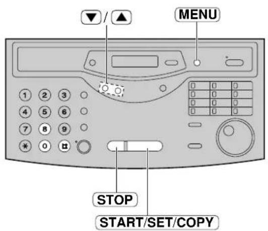 MENU STOP START/SET/COPY