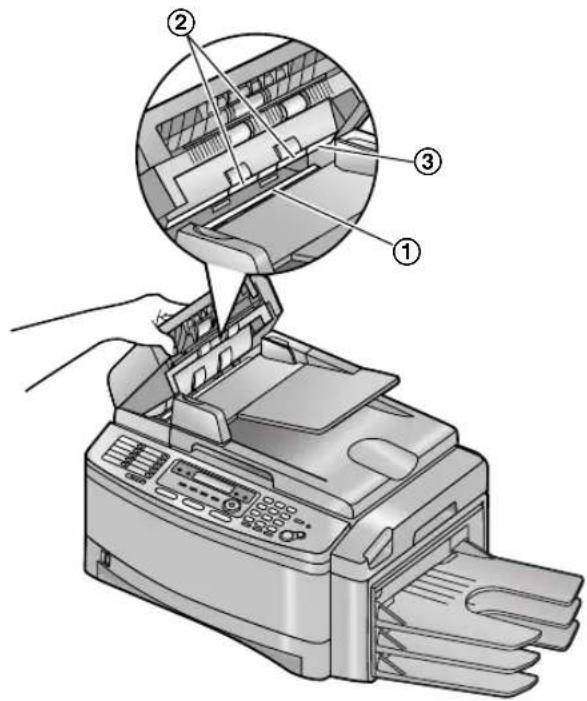 Diagram of a printer with labeled parts showing internal structure and assembly steps