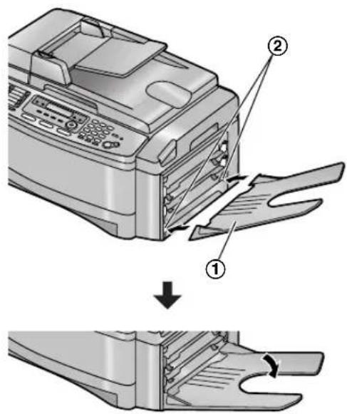 Diagram showing printer operation steps with labeled parts and directional arrows indicating process flow