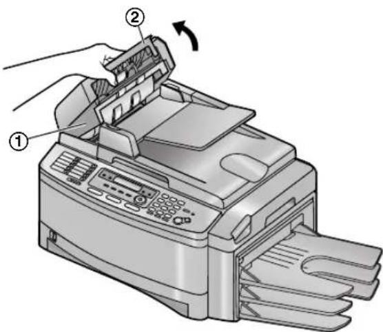 Diagram of a printer with labeled parts showing paper feeding and printing process