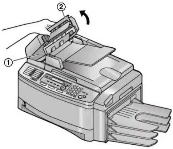 Diagram of a printer with labeled parts showing paper handling and page shipment process