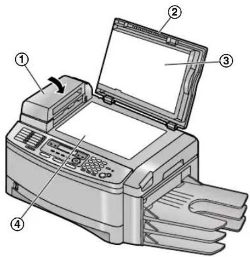 Diagram of a printer with numbered parts labeled ①, ②, ③, and ④ indicating different printer functions.