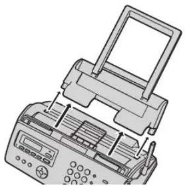 Diagram of a printer with a paper feed insert, showing internal components and control panel (no text or symbols)