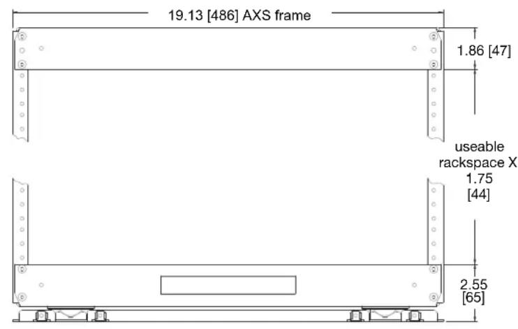 19.13 [486] AXS frame 1.86 [47] useable rackspace X 1.75 [44] 2.55 [65]