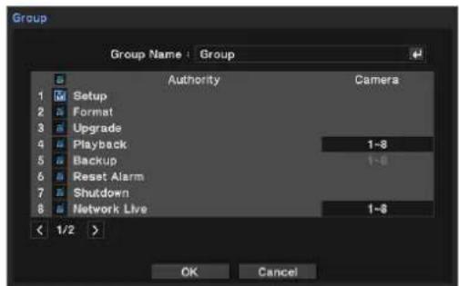 Hanwha SRM-872P - Add new group and set permission. - 2