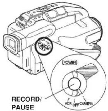 RECORD/ PAUSE POWER VCR OFF CAMERA