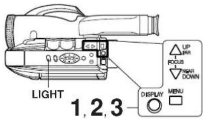 LIGHT 1,2,3 UP FUR FOCUS NEAR DOWN DISPLAY MENU