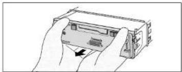 Illustration of hands holding a device with an arrow indicating rotation (no text or symbols)