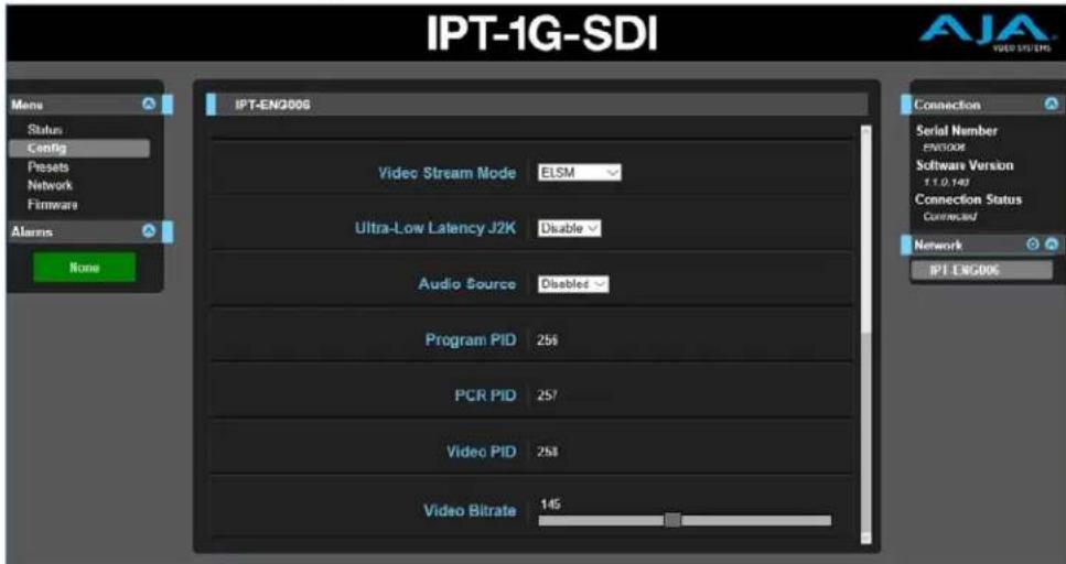 AJA IPT-1G-HDMI - Config Screen for IPT-1G Models - 2