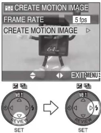 PANASONIC Lumix DMC-FC70GD - [CREATE MOTION IMAGE]를 선택 하고 플립 애니메이션을 만듭니다. - 1