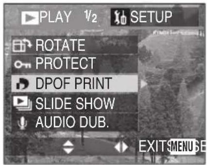 PANASONIC Lumix DMC-FC70GD - [DPOF PRINT]를 선택합니다. - 1