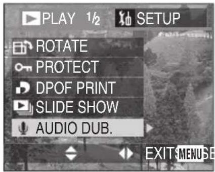 PANASONIC Lumix DMC-FC70GD - [AUDIO DUB.]를 선택합니다. - 1